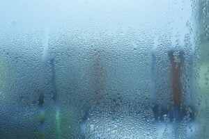 Window with heavy humidity during wintertime