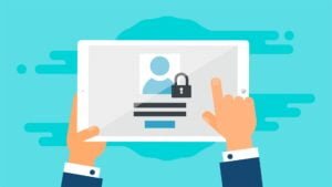 Web Template and Elements for site form of login to account on tablet.