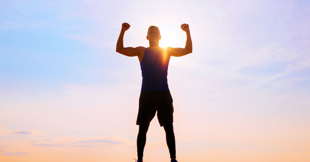 Portrait of a guy doing workout.