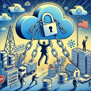 An-illustration-of-independence-from-cloud-providers-showing-a-company-breaking-free-from-cloud-restrictions-symbolizing-self-hosted-software