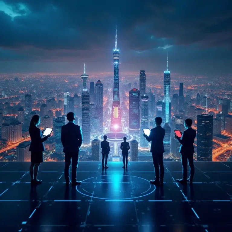 A futuristic city showing how artificial intelligence is shaping the next era of business transformation.
