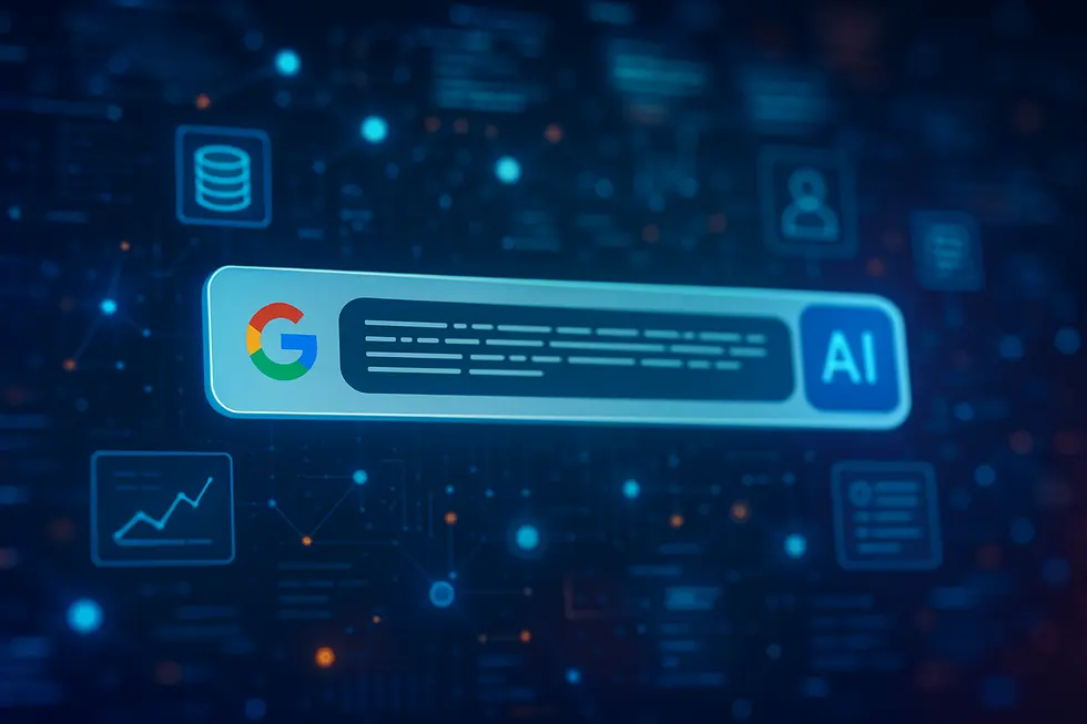 An illustration depicting Google’s AI-enhanced Search interface utilizing AI Mode for complex queries.