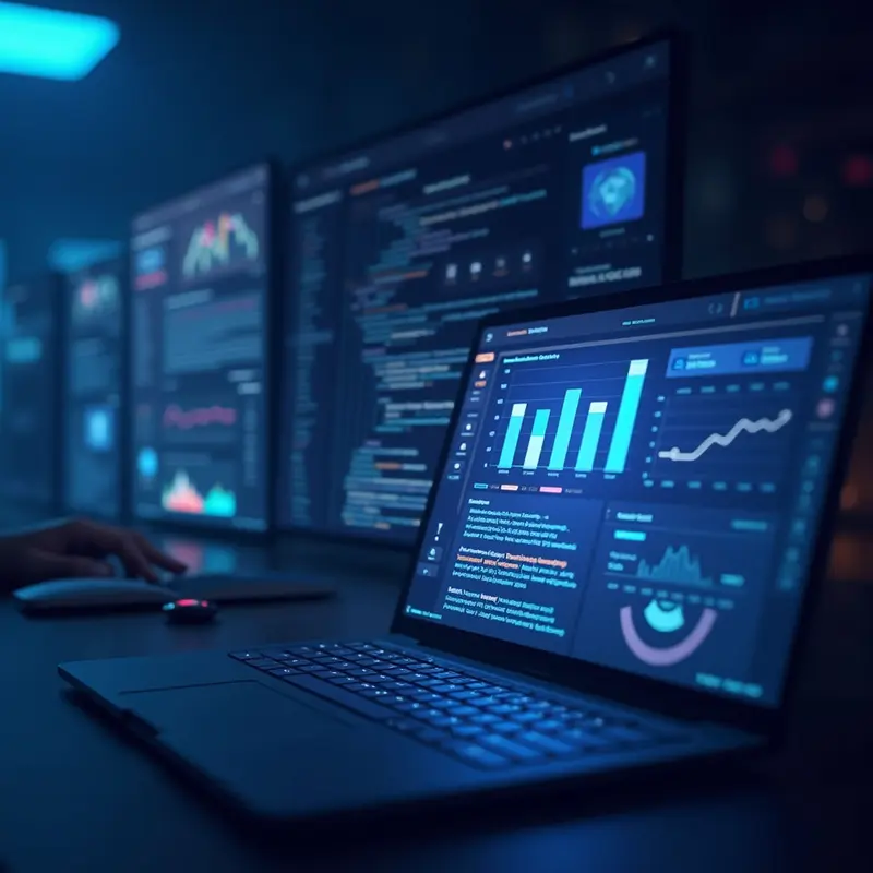 Small business owner leveraging AI-driven analytics to make informed marketing decisions.