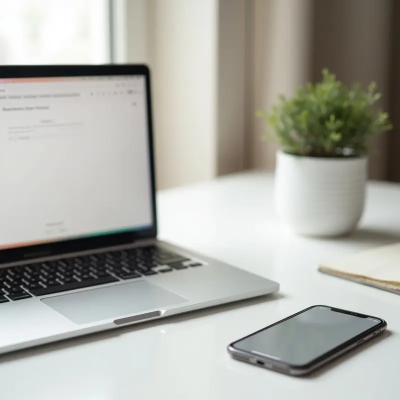 A modern professional embraces minimalist tech for a clearer mind and more focused work.