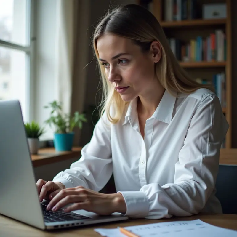 A modern professional embraces minimalist tech for a clearer mind and more focused work.