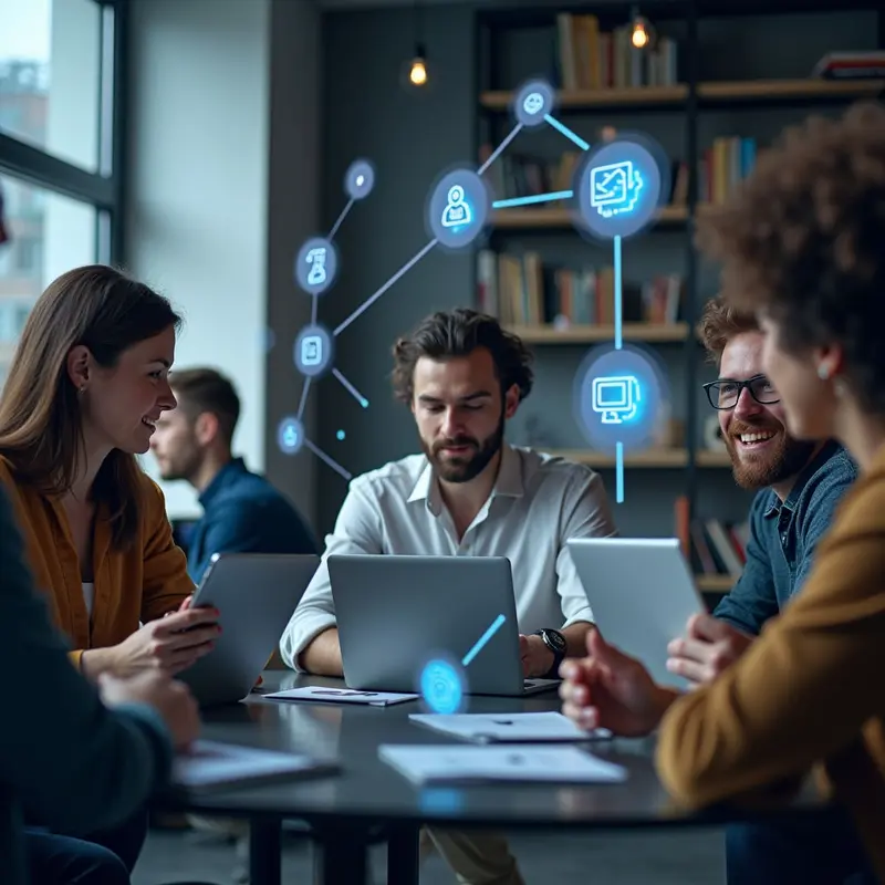 Small business owner leveraging AI-driven analytics to make informed marketing decisions.