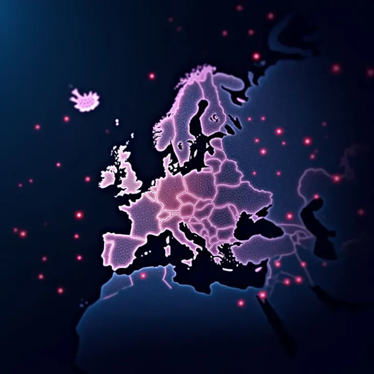 A digital representation of Europe, highlighting connected financial systems under ECB's DLT strategy.