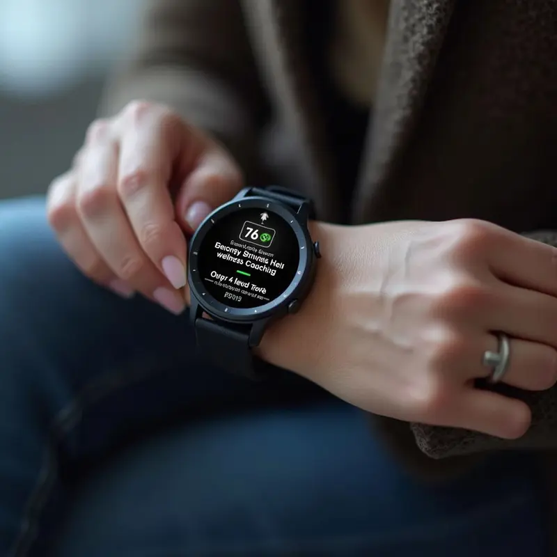 Stress monitoring feature on the Galaxy Watch helps manage mental well-being.