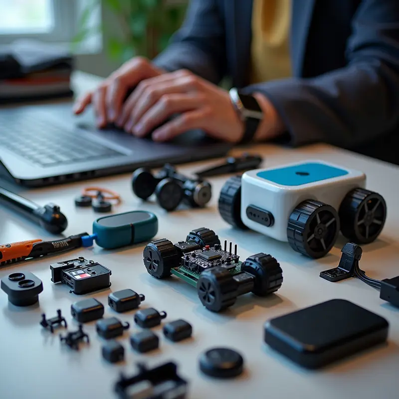 Concept: Detailed view of Reachy Mini’s components for easy assembly.