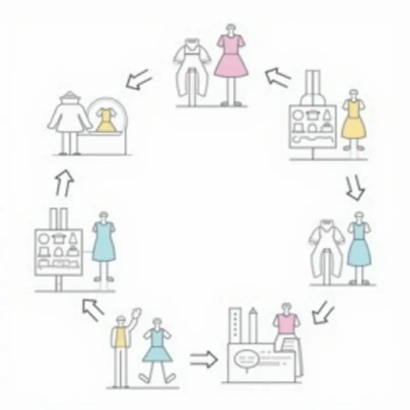Circular loops illustrating resale, repair, and recycling in August’s fashion.