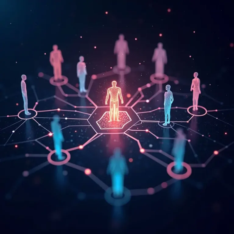 AI-driven wellness innovations illustrate a holistic health network.