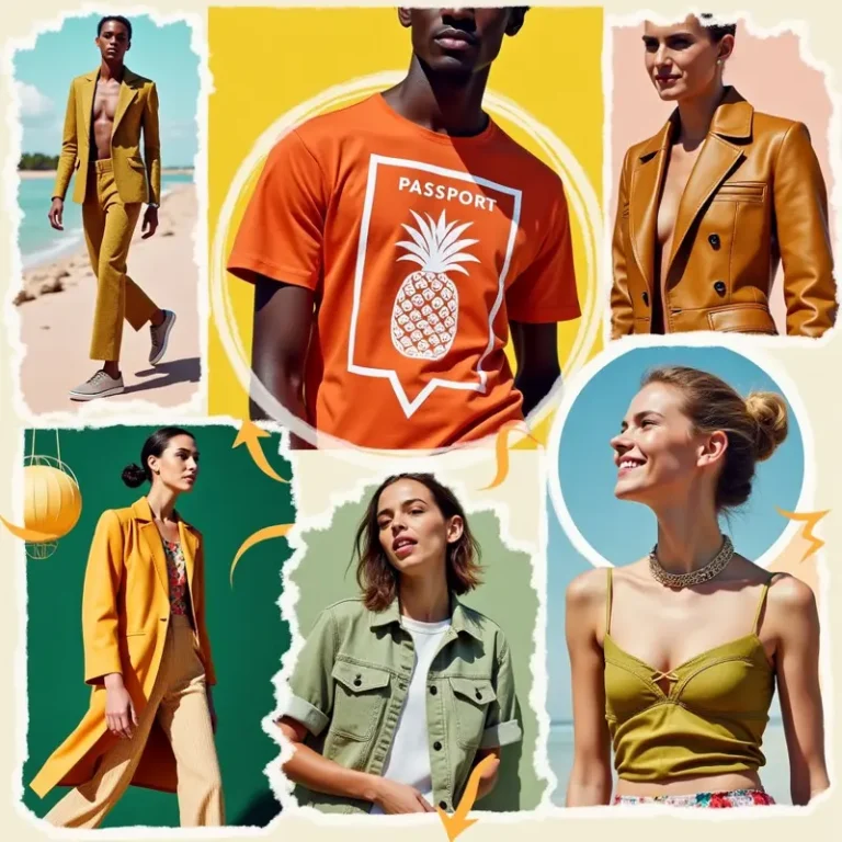 Cover illustration of sustainable fashion trends for August featuring digital passports, bio‑materials, circular loops, and conscious shoppers.