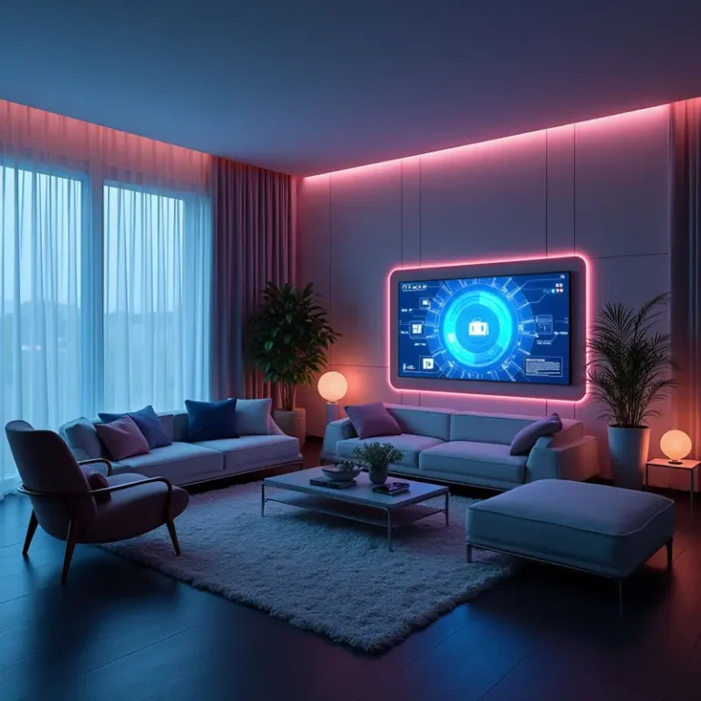 Smart tech defining home decor trends featuring futuristic smart home gadgets.