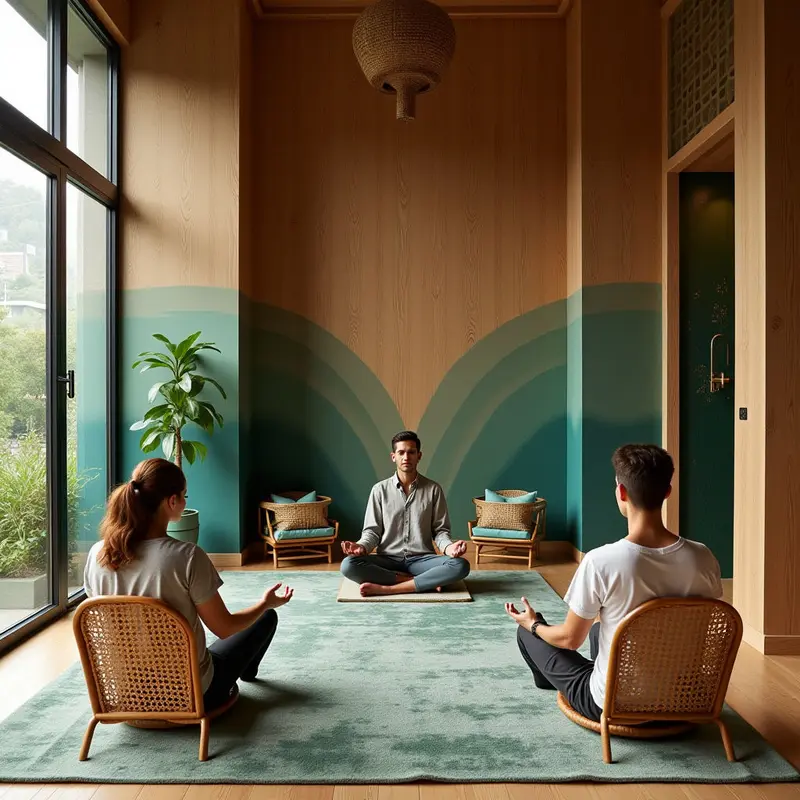 Neuroaesthetic materials creating soothing environments in premium wellness spaces.