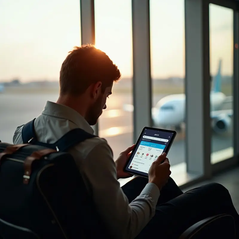 Tablet displaying AI itinerary with cost-saving details.