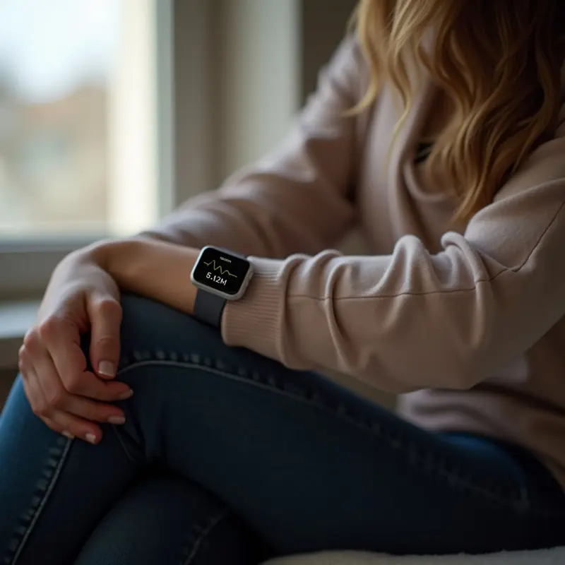 Biometric monitor signals a micro‑break to mitigate stress.