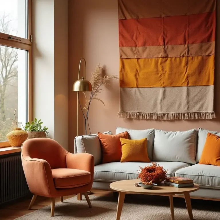 A cozy living space displaying fall home decor tools that embody 2025 color trends.