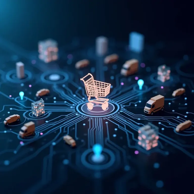 Cover image depicting AI logistics enhancing e-commerce efficiency across warehouses and delivery networks.