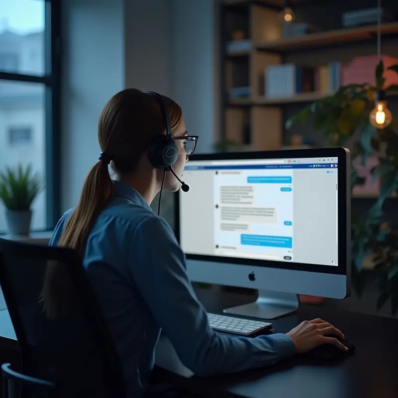Support agent interrupted by a non‑personalized break alert during a live customer chat.