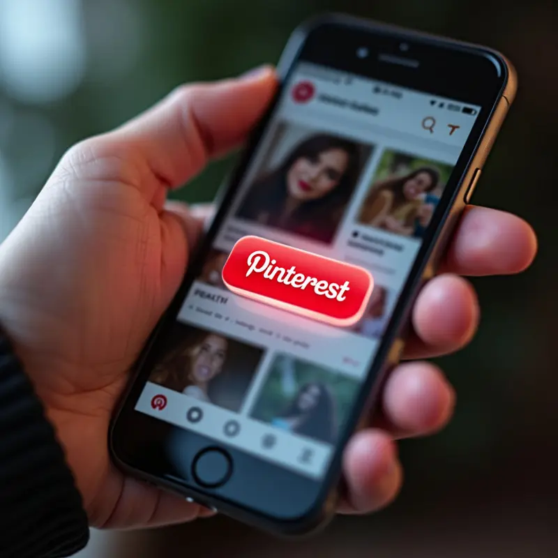 User interacting with a mobile Pinterest feed, tapping a vivid call‑to‑action for seamless checkout.
