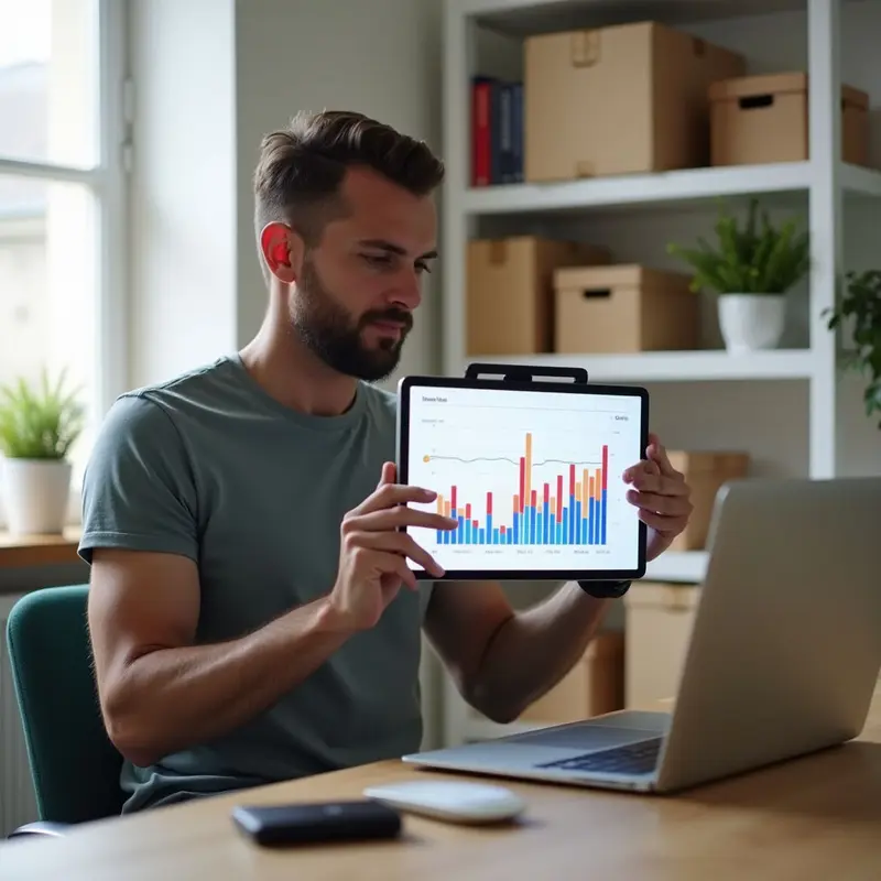 Entrepreneur analyzing transaction graphs, representing AI DeFi payments boosting Shopify growth.