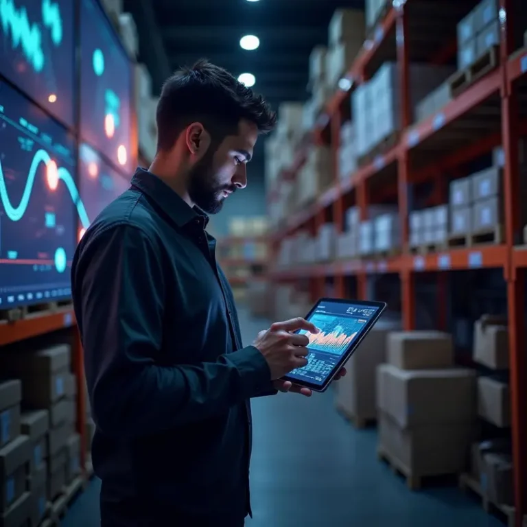 Merchant managing AI DeFi payments for Shopify, visualizing seamless stablecoin transactions across a bustling store.