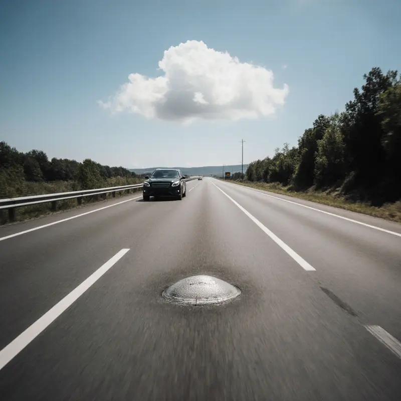 A speed bump on a road illustrates minor setbacks with cloud backup.