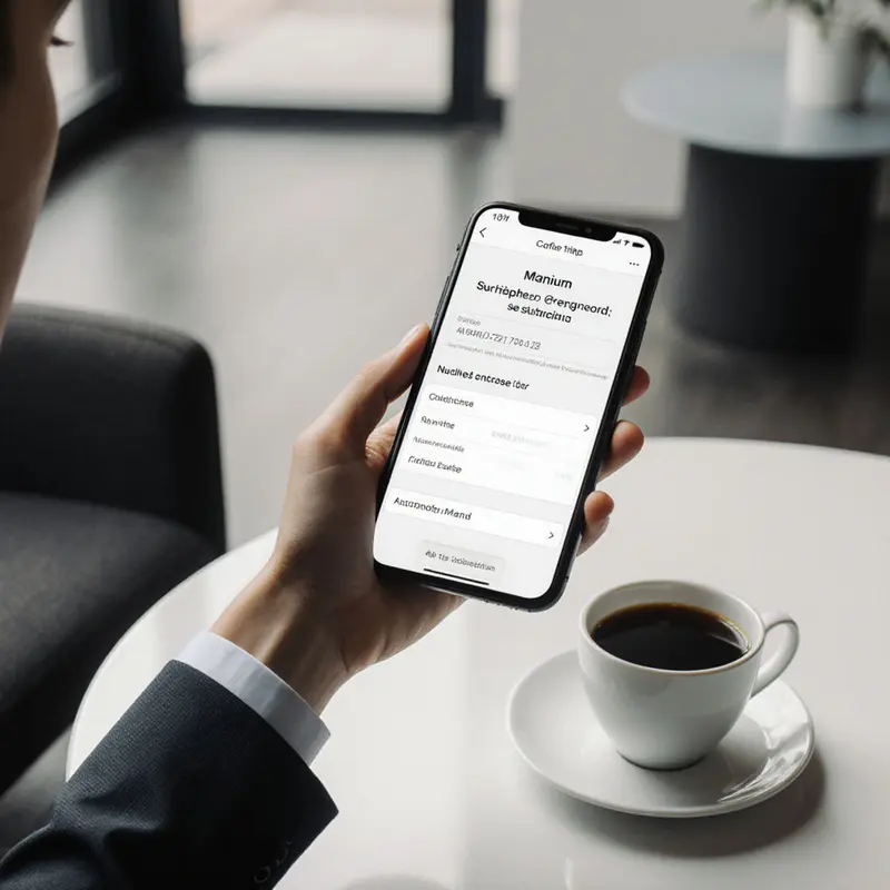 A professional reviewing a subscription plan on a mobile device, highlighting Calm Lifestyle Hub’s transparent premium pricing.