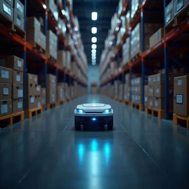 Robots scanning shelves to update inventory instantly.