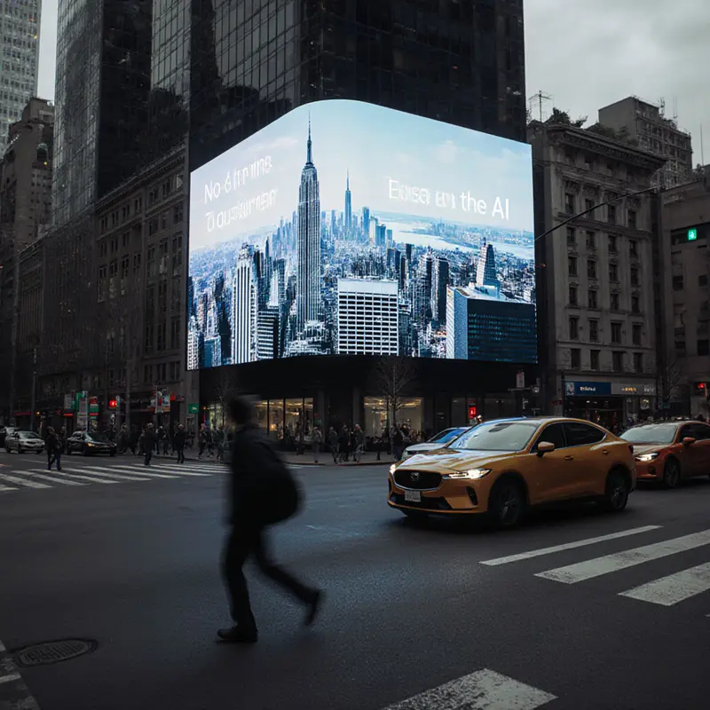 Real‑time AI adaptation of an Out-of-Home ad as traffic flows.