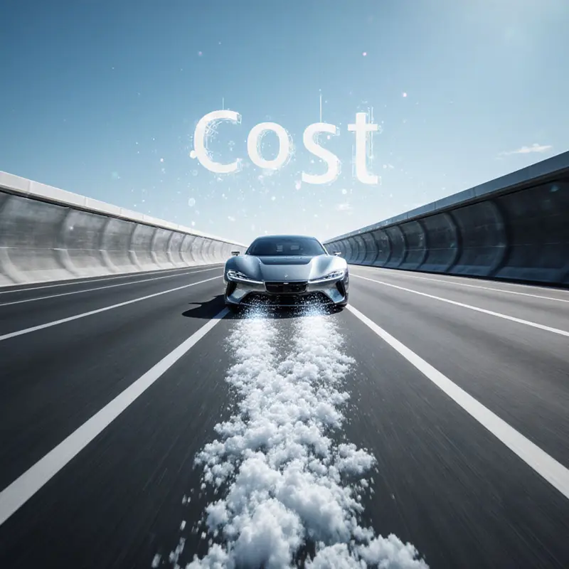 A high‑speed car on an accelerator track symbolizes fee reduction.
