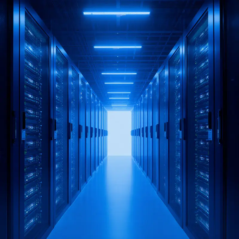 Server racks representing the infrastructure powering Yuka’s health scoring engine.