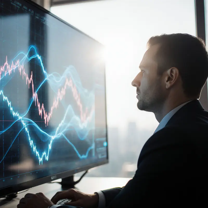 Calm trader navigating volatile markets with AI‑driven execution.