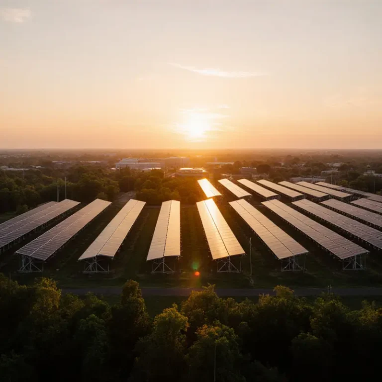 Sustainable AI powering growth in 2025 across a renewable‑energy tech park.