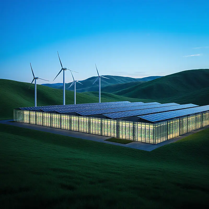 Renewable‑powered data center symbolizing the $200 billion sustainable AI growth push for 2025.