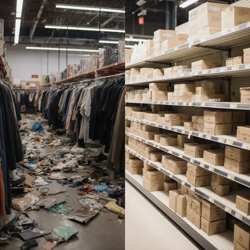 Orderly AI‑curated shelves contrast with chaos, underscoring data quality.