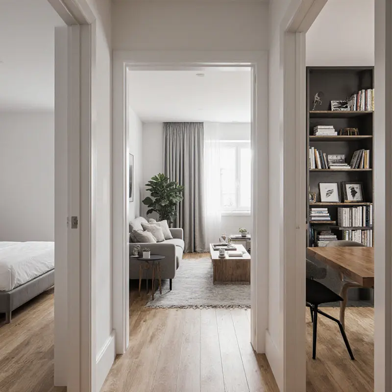 Different rooms illustrate how minimalism and maximalism can coexist throughout a home.