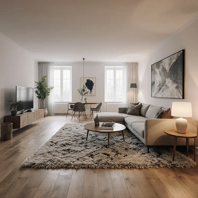 Clean lines meet rich textures in a hybrid space that balances maximalist and minimalist design.