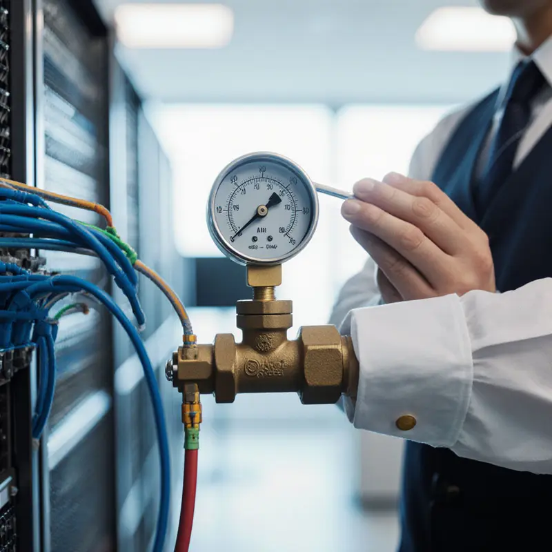 Technician adjusting a valve symbolizes regaining control over API rate limits with Copilot’s billing guardrails.