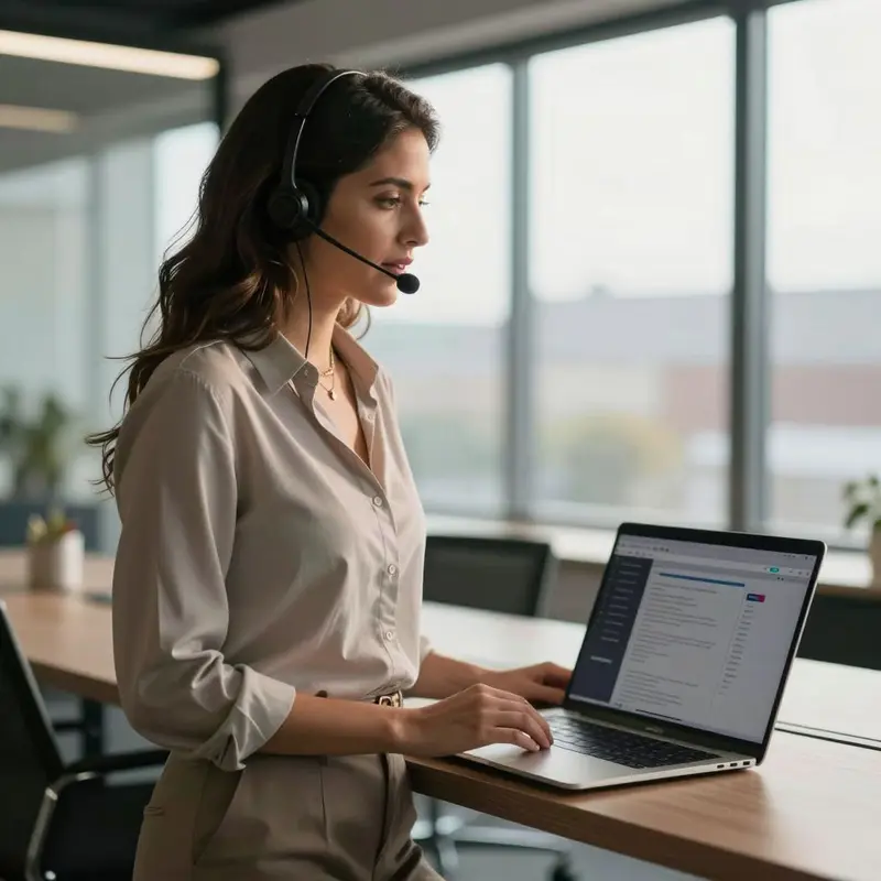Team member uses headset to coordinate precise communication for trial trust.