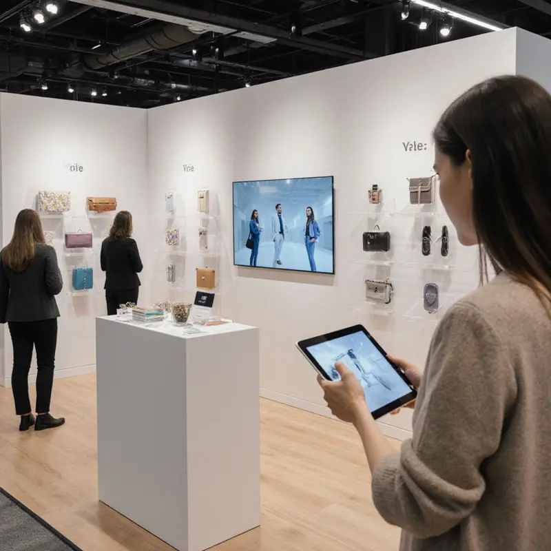 Hybrid pop-up combining physical displays with digital interaction.