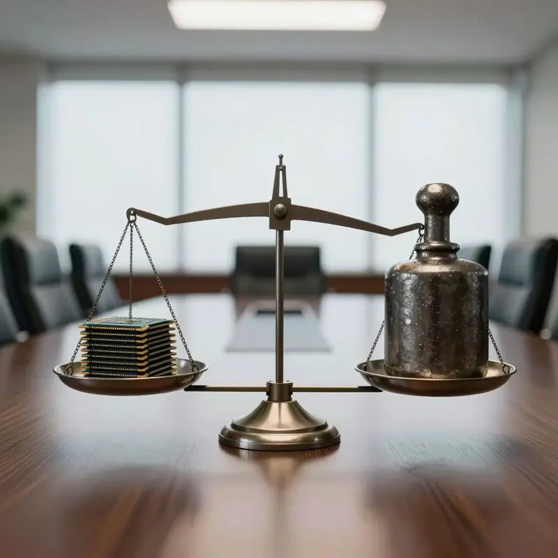 Scale illustrating the weight of regulatory penalties on AI adoption.