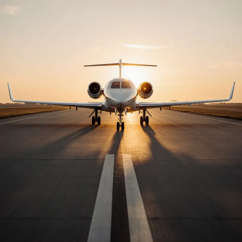 Business jet on runway illustrates security as the essential foundation for Copilot ROI.