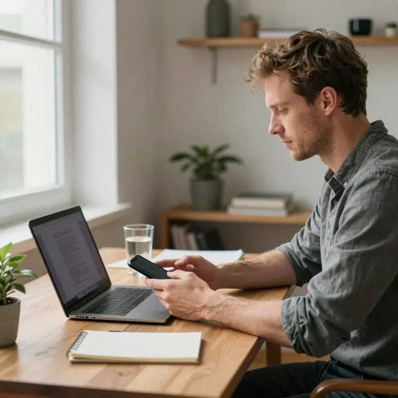 A man turns away from his devices to create a distraction-free environment for deep focus.