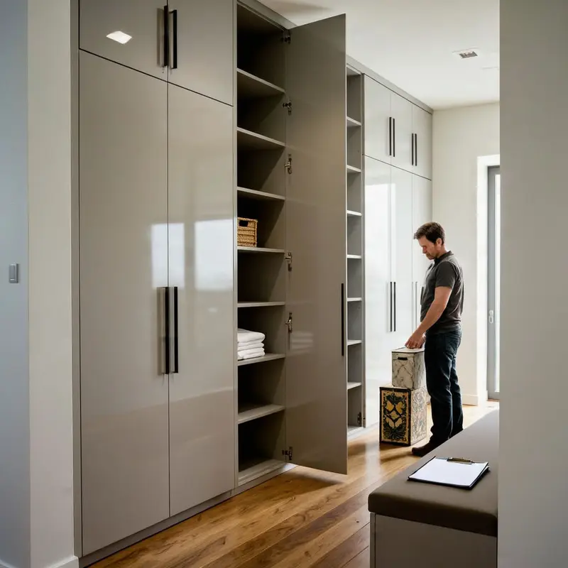 A man rethinks oversized built-in cabinets after finding most of the shelves nearly empty.