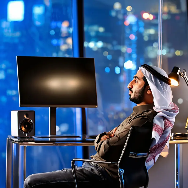 Founder reflecting in a dim office as they interpret AI-driven insights for decisions.
