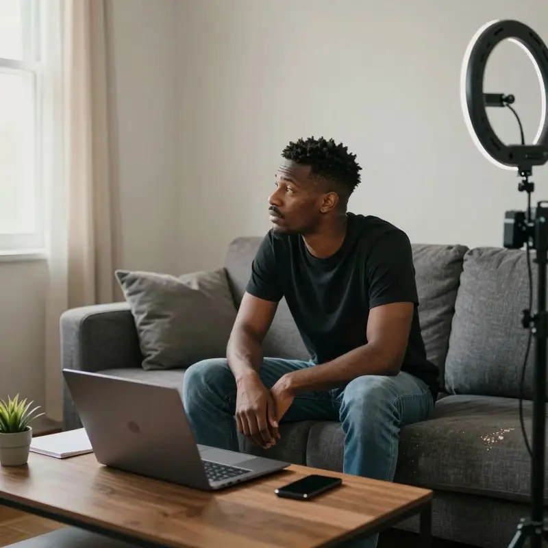 A creator sits in a quiet studio with gear switched off, reflecting on the trade-offs of stepping back from constant hustle.