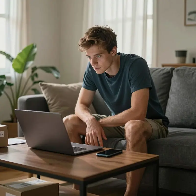 Etsy side hustler sits quietly in front of a closed laptop, contemplating quarterly estimated tax obligations.