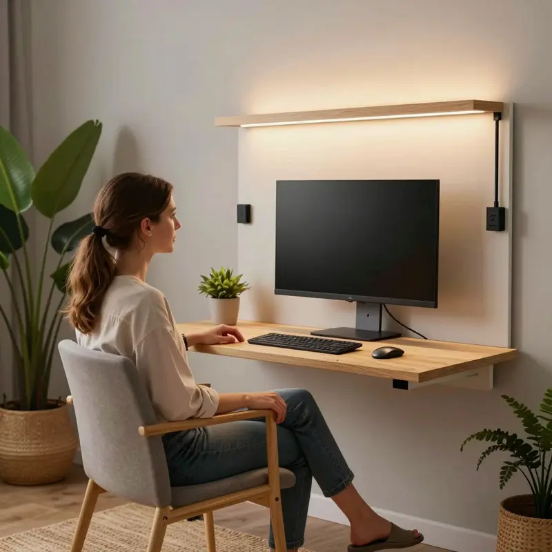 A renter uses modular, tech-ready wall panels and eco-friendly materials to build a removable workspace.