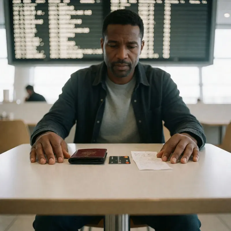 A traveler notices extra fees after paying away from home.